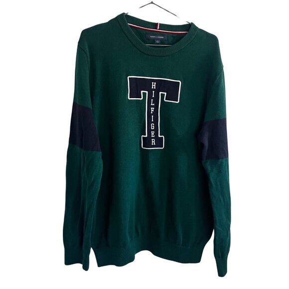 Tommy Hilfiger Other - Tommy Hilfiger Green Classic Polo Preppy Rugby Striped Crew Neck Knit Sweater